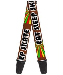 Correa para guitarra Buckle-Down Eat Sleep Skate Marrón