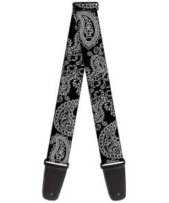 Correa para guitarra Buckle-Down, Paisley Negro Blanco, 2