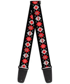 Correa para guitarra Buckle-Down Argyle Negra Roja Gris de