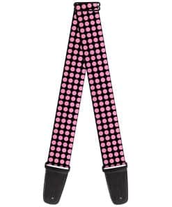 Correa para guitarra Buckle-Down Mini Lunares Negro Rosa de