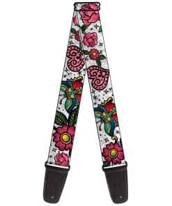 Correa para guitarra Buckle-Down Love Kills Close Up Blanco