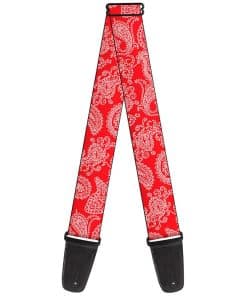Correa de guitarra Buckle-Down Paisley Rojo Blanco 2