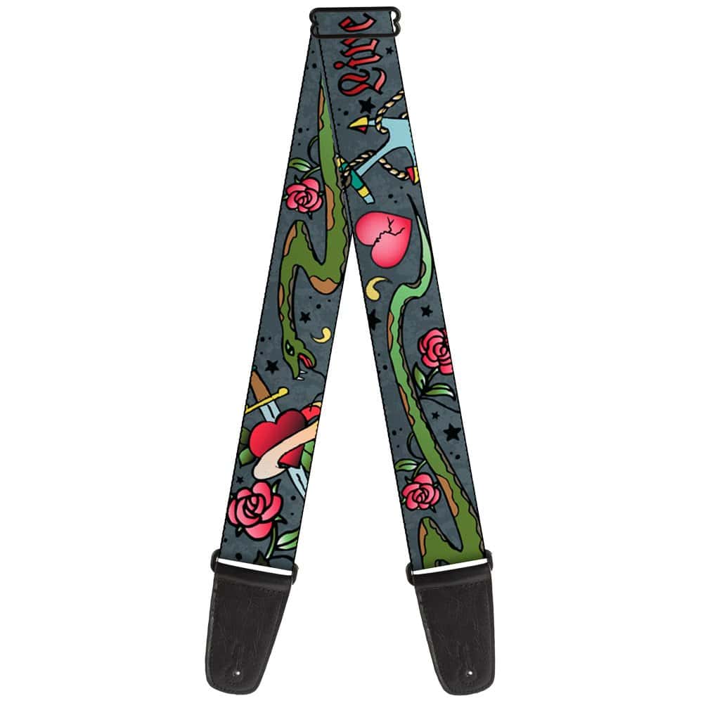 Correa de guitarra Buckle-Down Live Hard Die Young Gris de