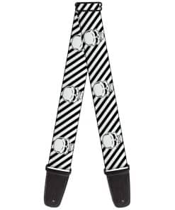 Correa de Guitarra Calavera de Metal Negra y Blanca de 2