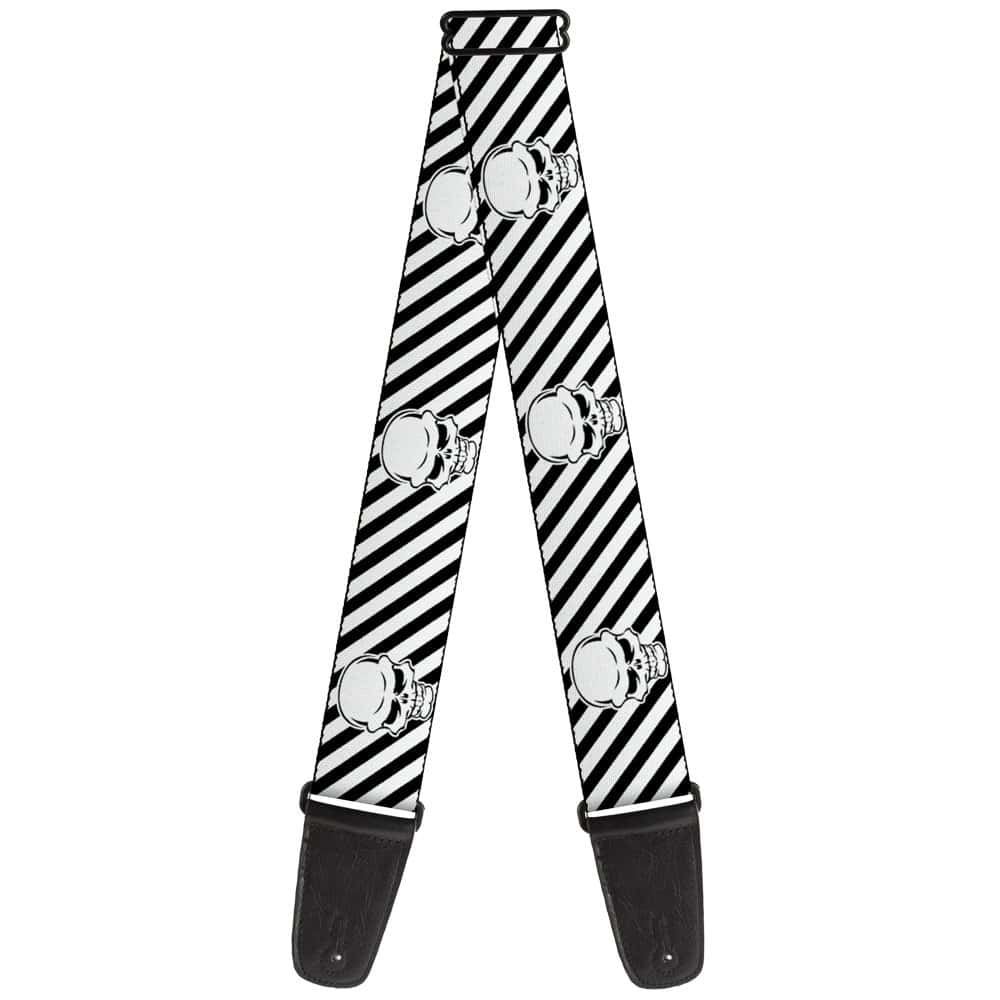 Correa de Guitarra Calavera de Metal Negra y Blanca de 2