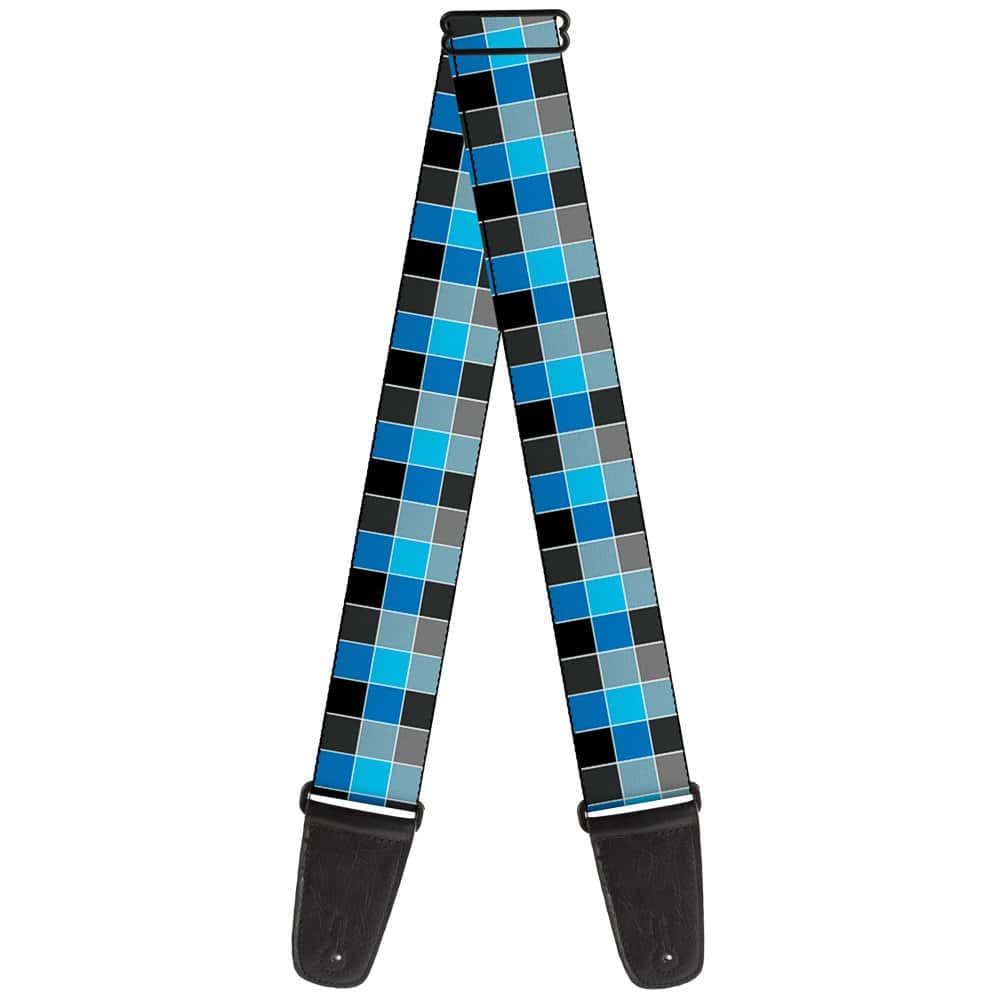 Correa de guitarra Buckle-Down Checker Mosaic Azul 2