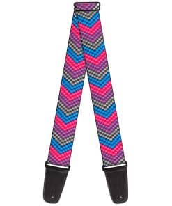 Correa de guitarra Buckle-Down Chevron Weave Gris Lila Rosa