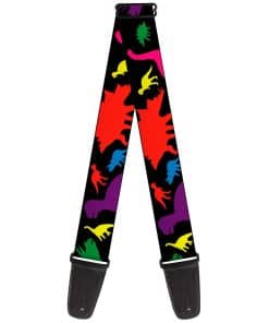 Correa de guitarra Buckle-Down Dinosaurio Silueta Negro