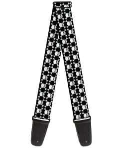 Correa de Guitarra Calaveras Top Negras y Blancas 2