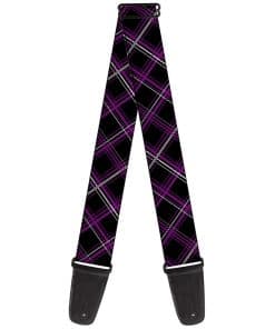 Correa para Guitarra Buckle-Down Cuadros Negro Morado Gris