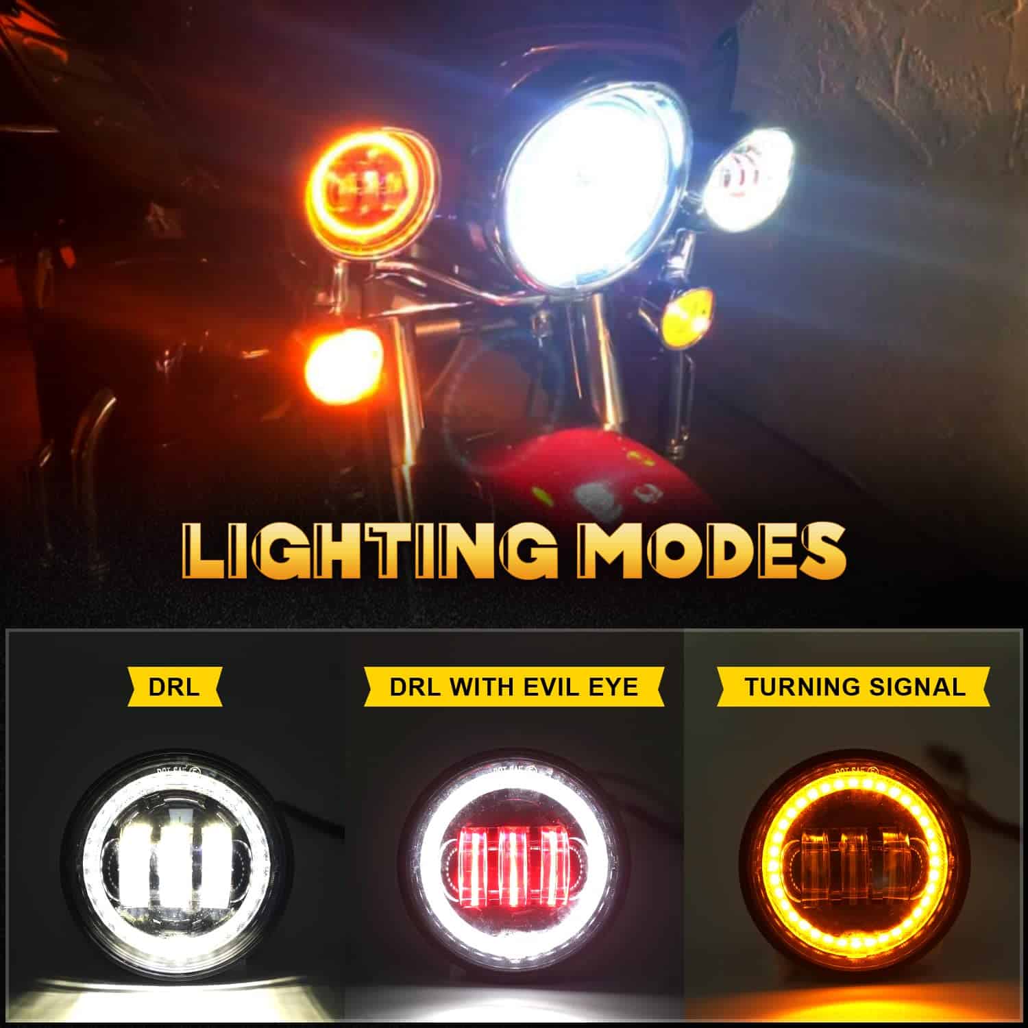 Faros de Niebla LED redondos de 4.5 pulgadas en negro con - Imagen 3