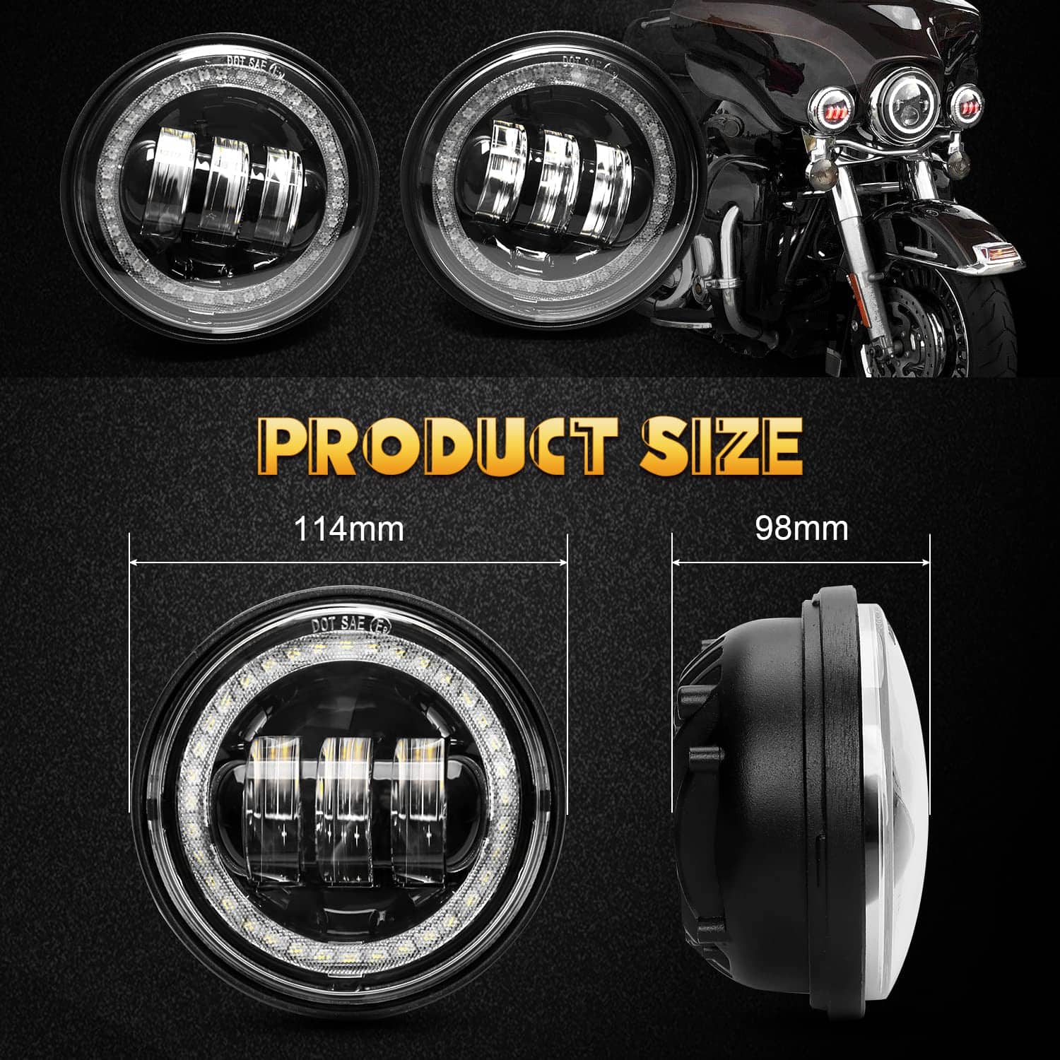 Faros de Niebla LED redondos de 4.5 pulgadas en negro con - Imagen 6