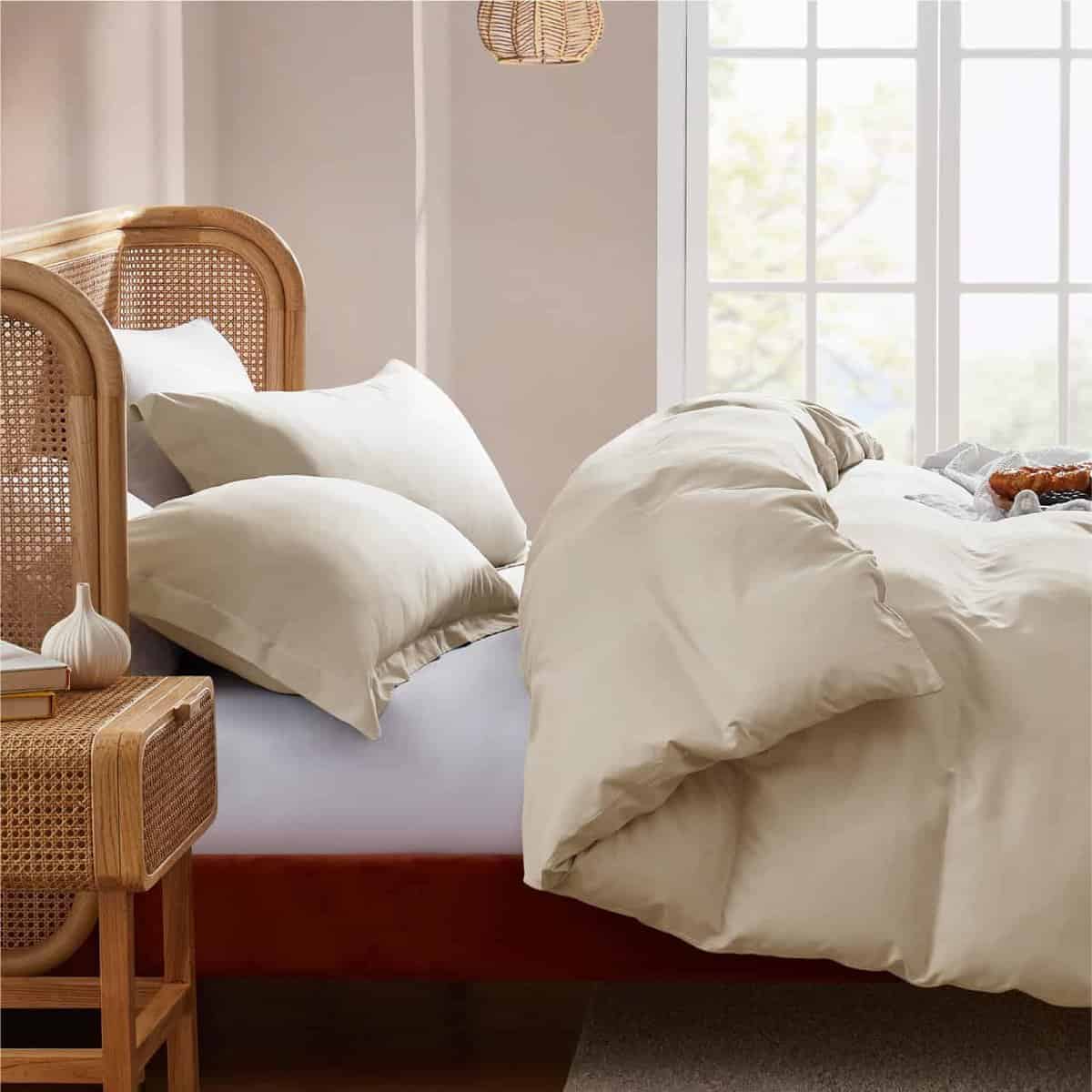 Juego de Funda Nórdica Completa en Color Beige Crema - - Imagen 8