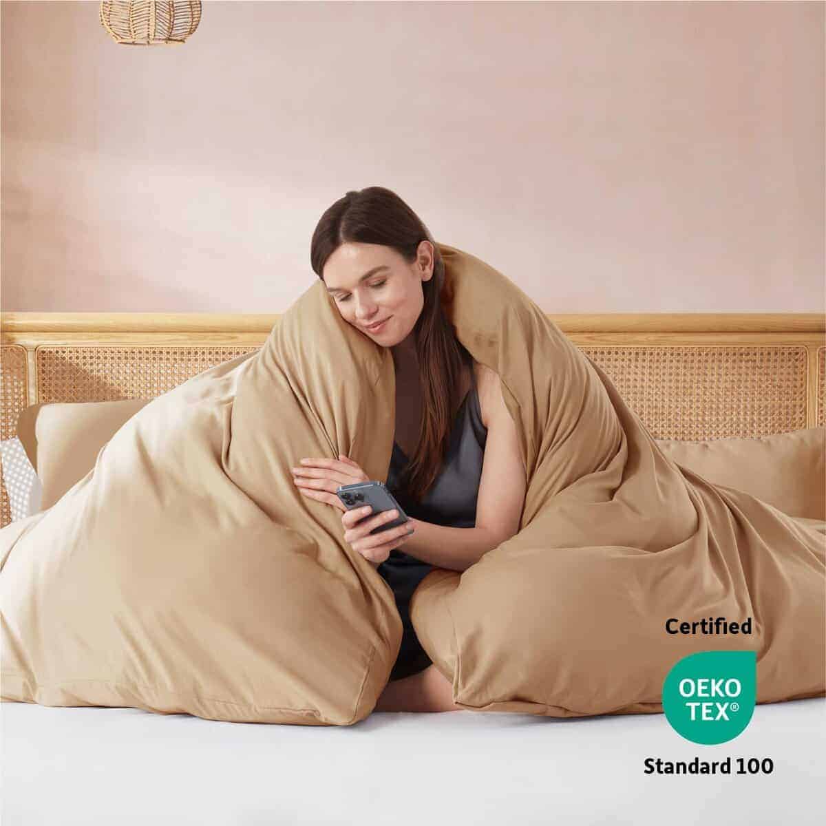 Funda de Edredón Color Café Mocha Tamaño Completo - Juego - Imagen 4