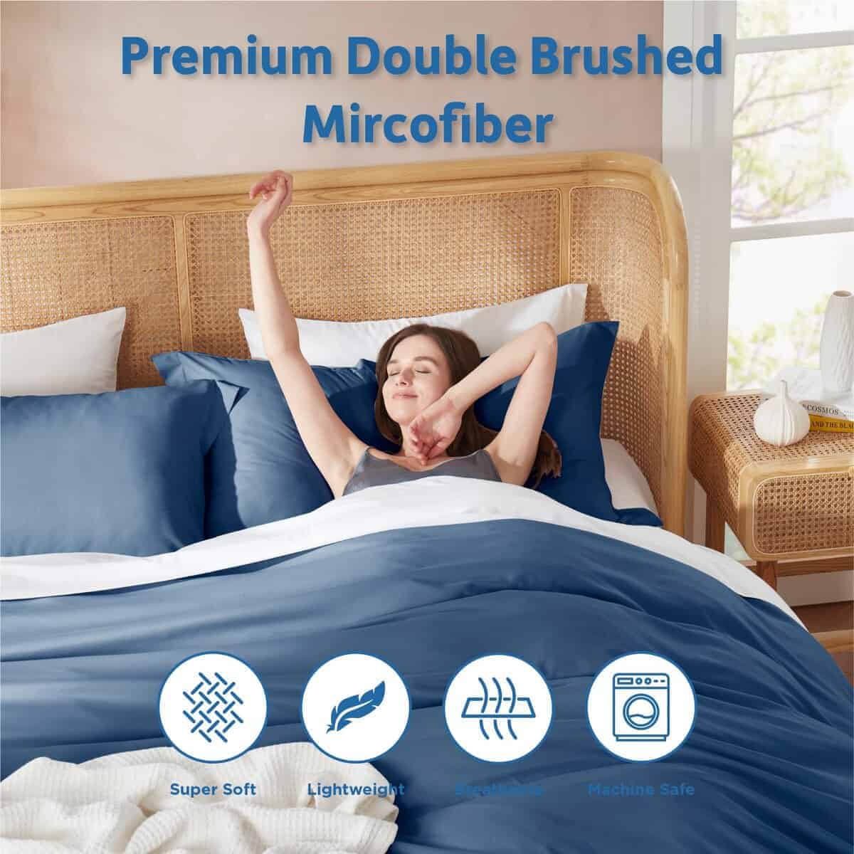 Juego de Funda Nórdica Azul Marino King Size - Suave Juego - Imagen 7