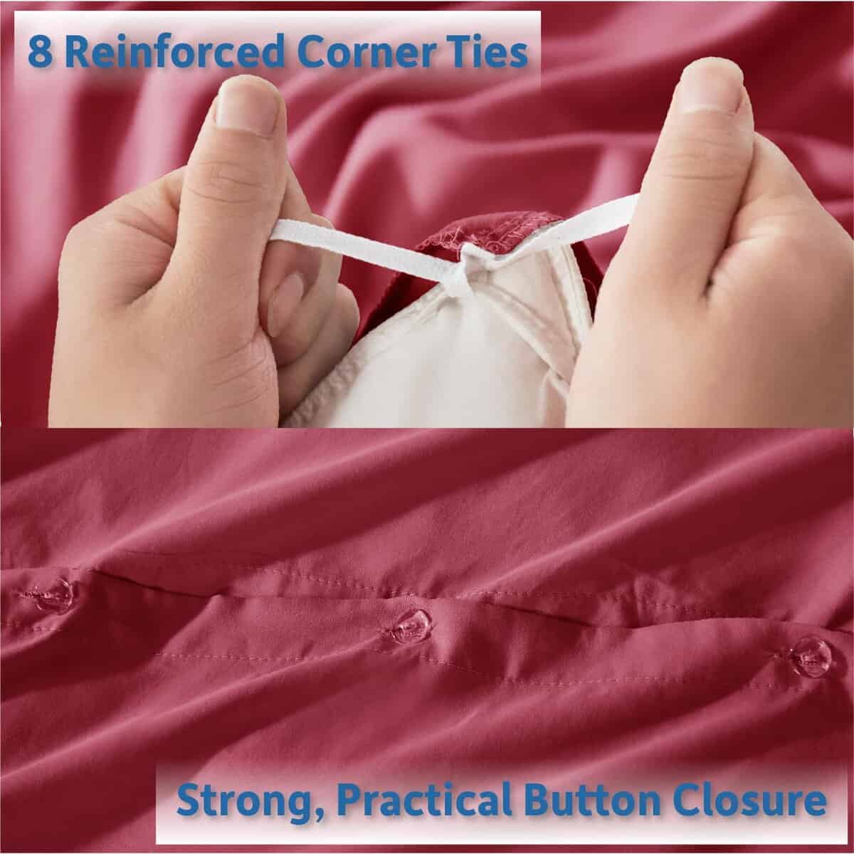 Nestl Funda de Edredón Color Rojo Borgoña Tamaño Queen - - Imagen 5