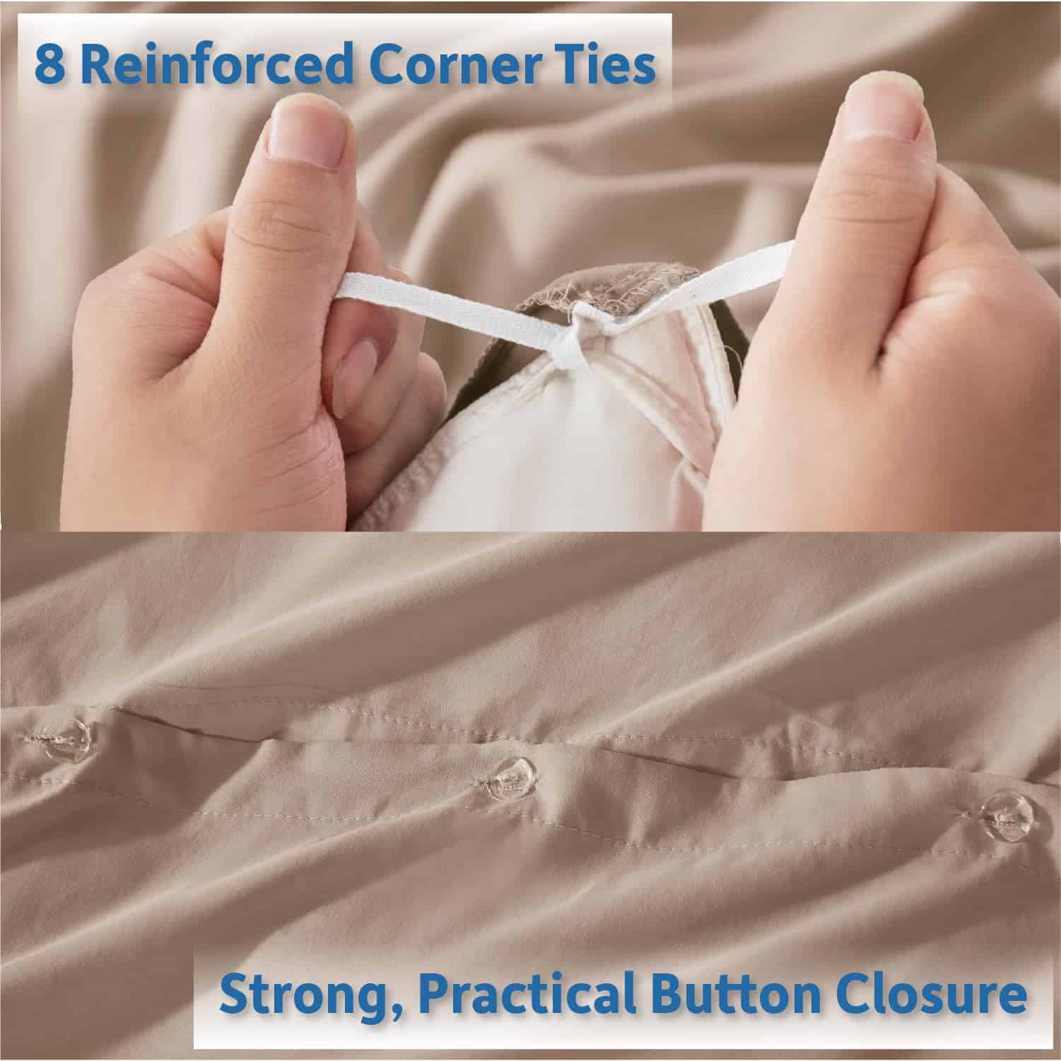 Nestl Funda de Edredón Tamaño King en Color Caqui - Juego - Imagen 5