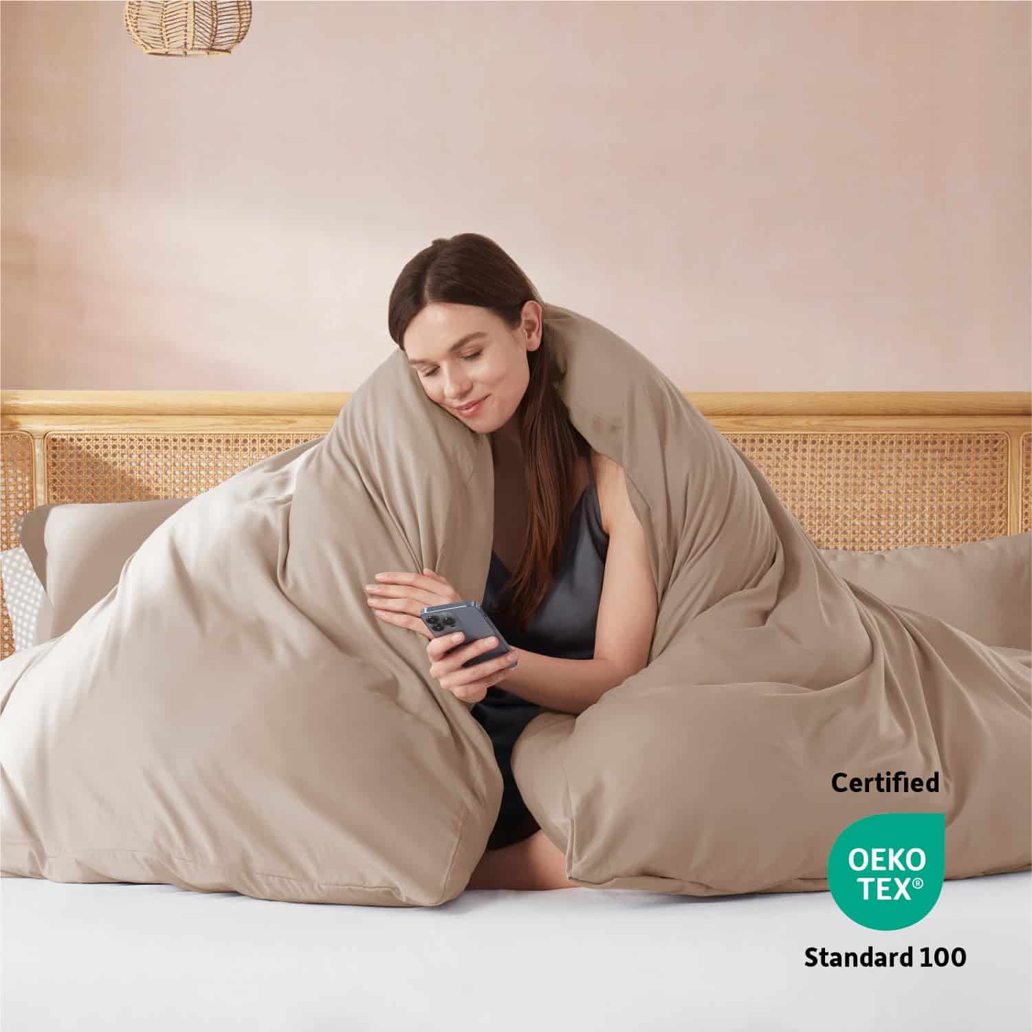 Nestl Funda de Edredón Tamaño King en Color Caqui - Juego - Imagen 4