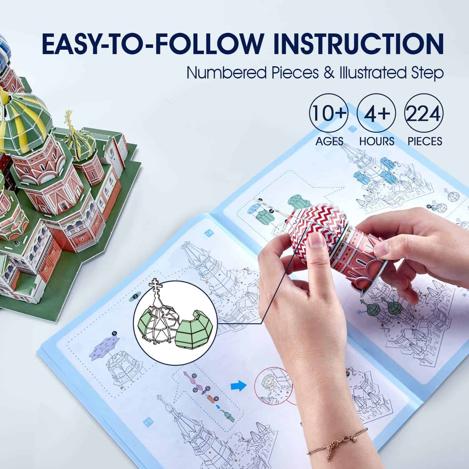 Rompecabezas en 3D de la Catedral de Rusia con LED para - Imagen 7