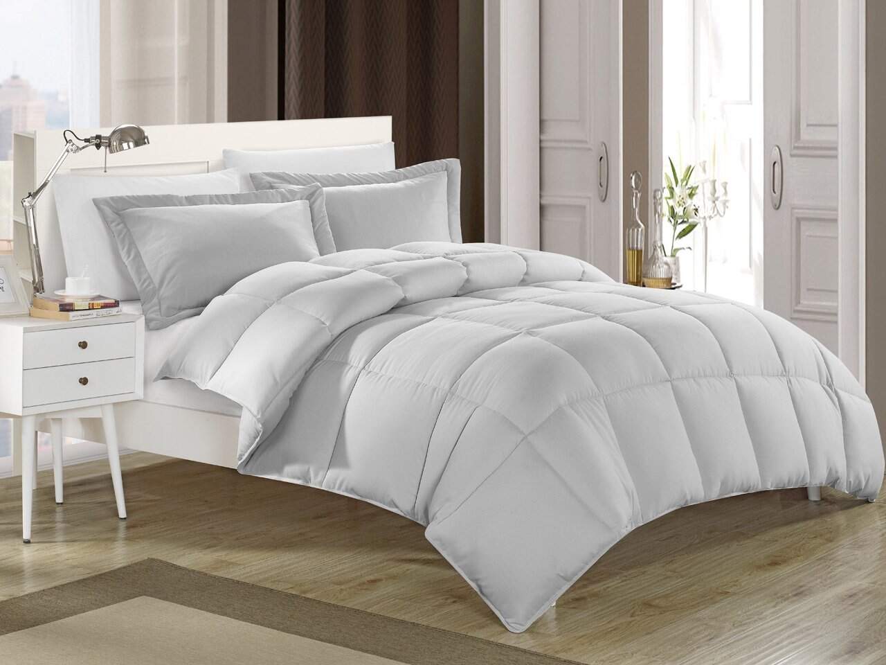 Set de Edredón Alternativo de Pluma Gris KingLinen para