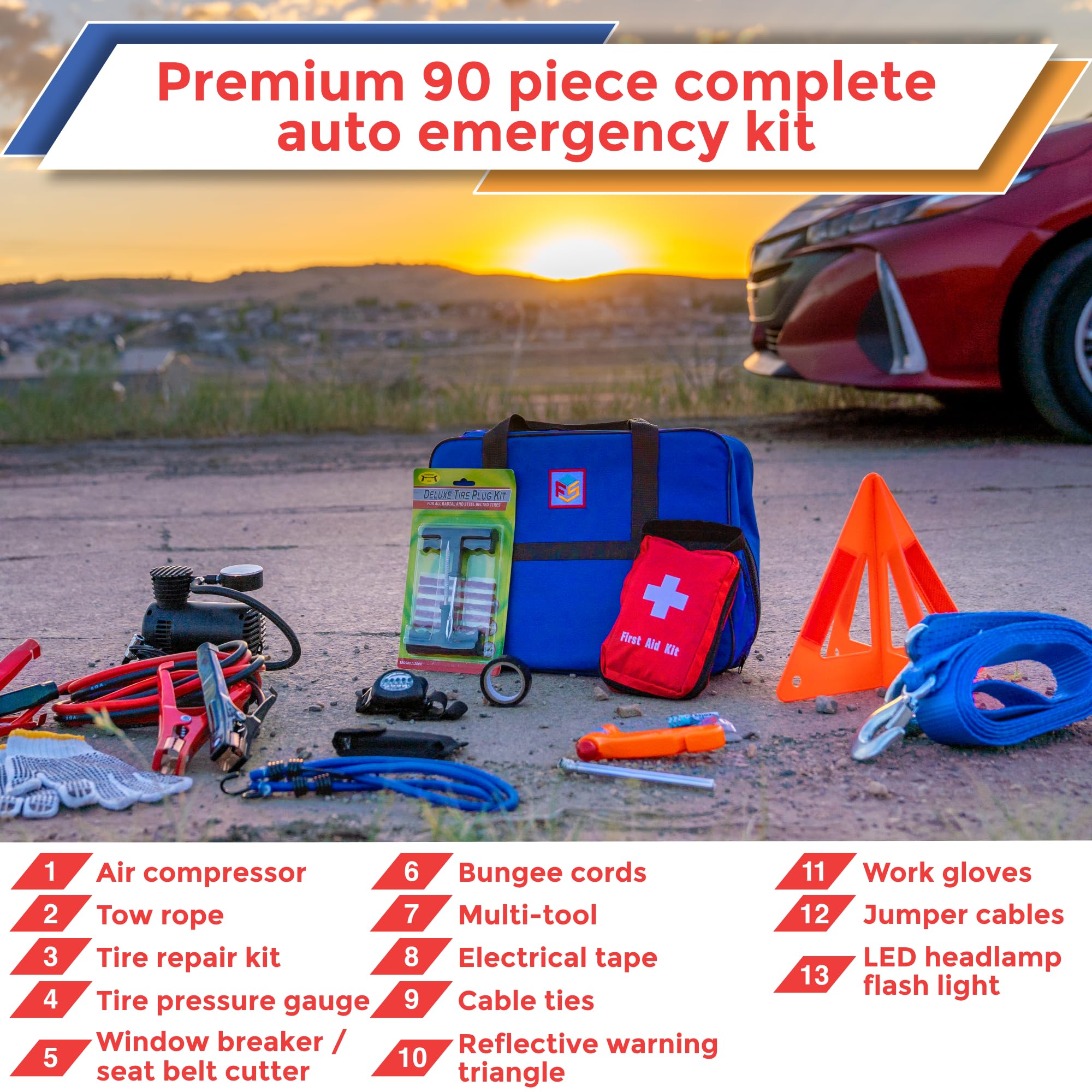 Kit de Herramientas de Emergencia para Automóvil 90 Piezas - Imagen 6