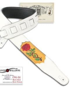 Correa de cuero blanco Walker & Williams CVG-51 con diseño