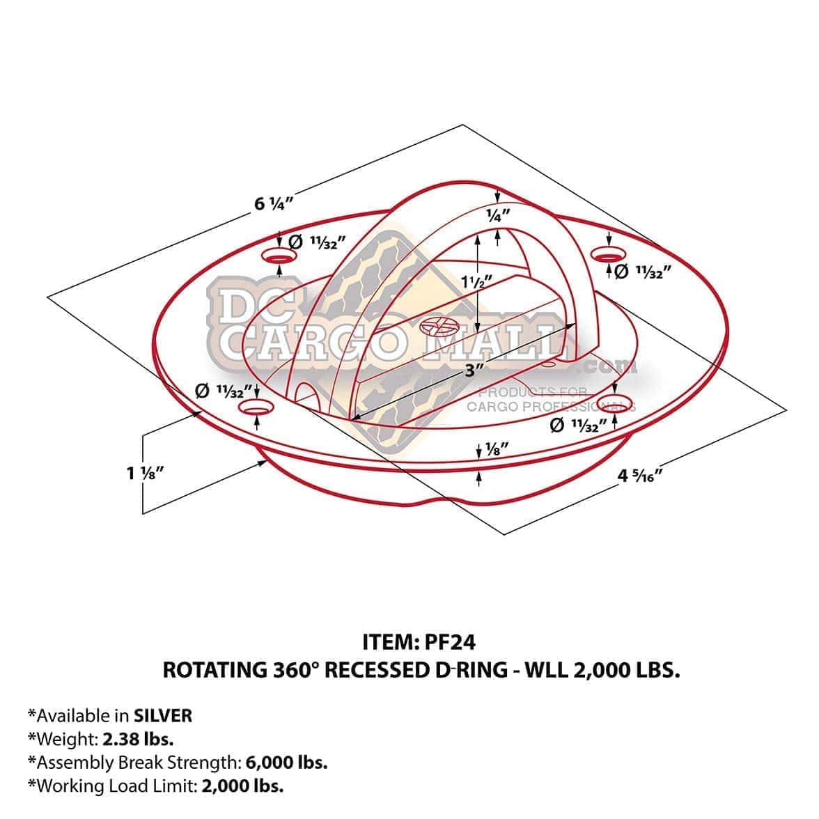 4 Anclas de Amarre en D con Anillo | Anclaje de Receso - Imagen 3