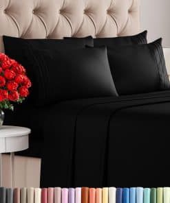 Juego de Sábanas Cal King de 6 Piezas - Cómodas, -Negro