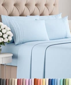 Juego de sábanas Cal King de 6 piezas - Cómodas, -Azul bebé