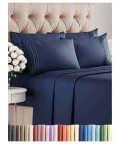 Juego de sábanas de 6 piezas Queen - Cómodas, -Azul Marino