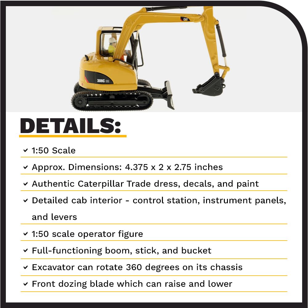 Excavadora Hidráulica Mini Caterpillar 308C CR de Diecast - Imagen 5