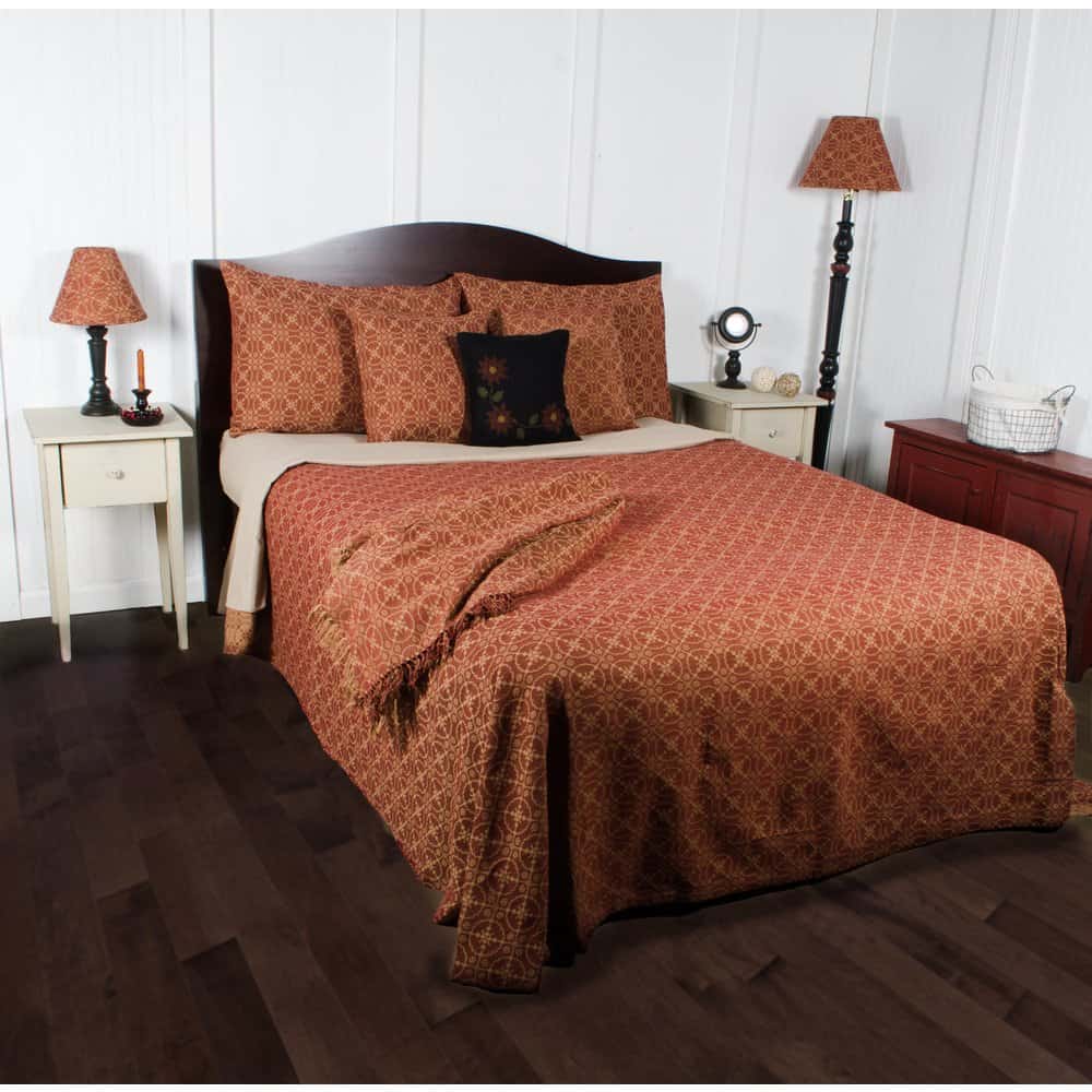 Cubrecama Queen Marshfield Jacquard Barn Red & Tan de Home