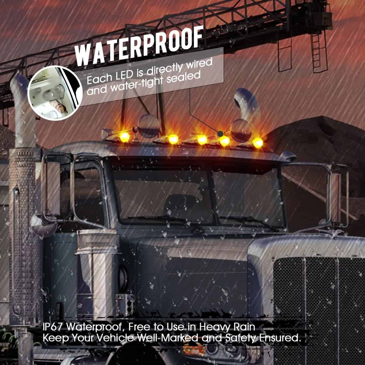 Partsam 5PCS 17 LED Ámbar Tapa de Marcador de Cabina Techo - Imagen 3