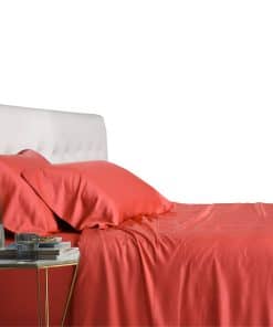 Juego de sábanas 100% Viscosa de Bambú -Coral