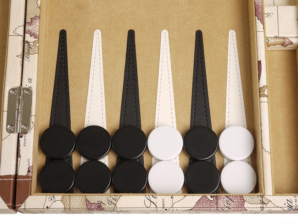 ¡Nuevo! - Set de Backgammon de Mapa de Lujo de 15 pulgadas - Imagen 4