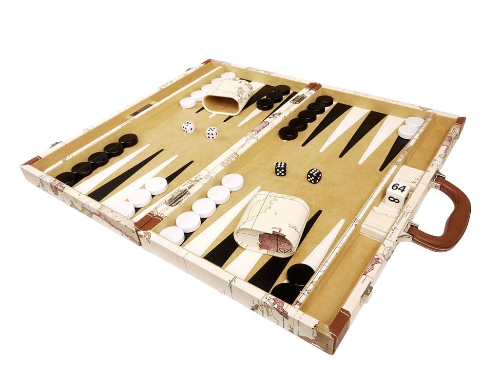 Set de Backgammon Middleton Games con Mapa, 18 Pulgadas