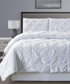 Juego de Funda de Edredón Blanco de Pliegues en Abanico