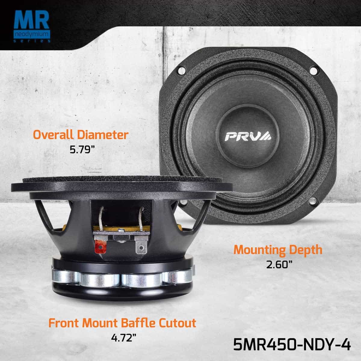 Altavoz de medios PRV AUDIO 5MR450-NDY-4 de 5 pulgadas, - Imagen 5