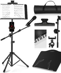 Atril de música plegable Vangoa con soporte de micrófono