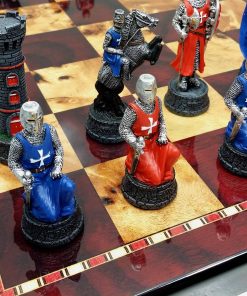 Juego de Ajedrez de Caballero Guerrero Medieval Rojo y Azul