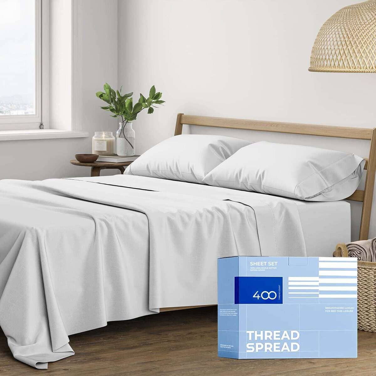 Juego de sábanas 100% algodón egipcio para cama Queen - 400