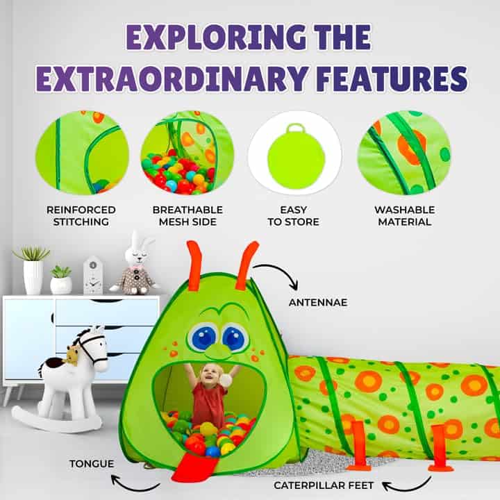 Túnel y Tienda de Juegos para Niños Kiddey Caterpillar | 2 - Imagen 5