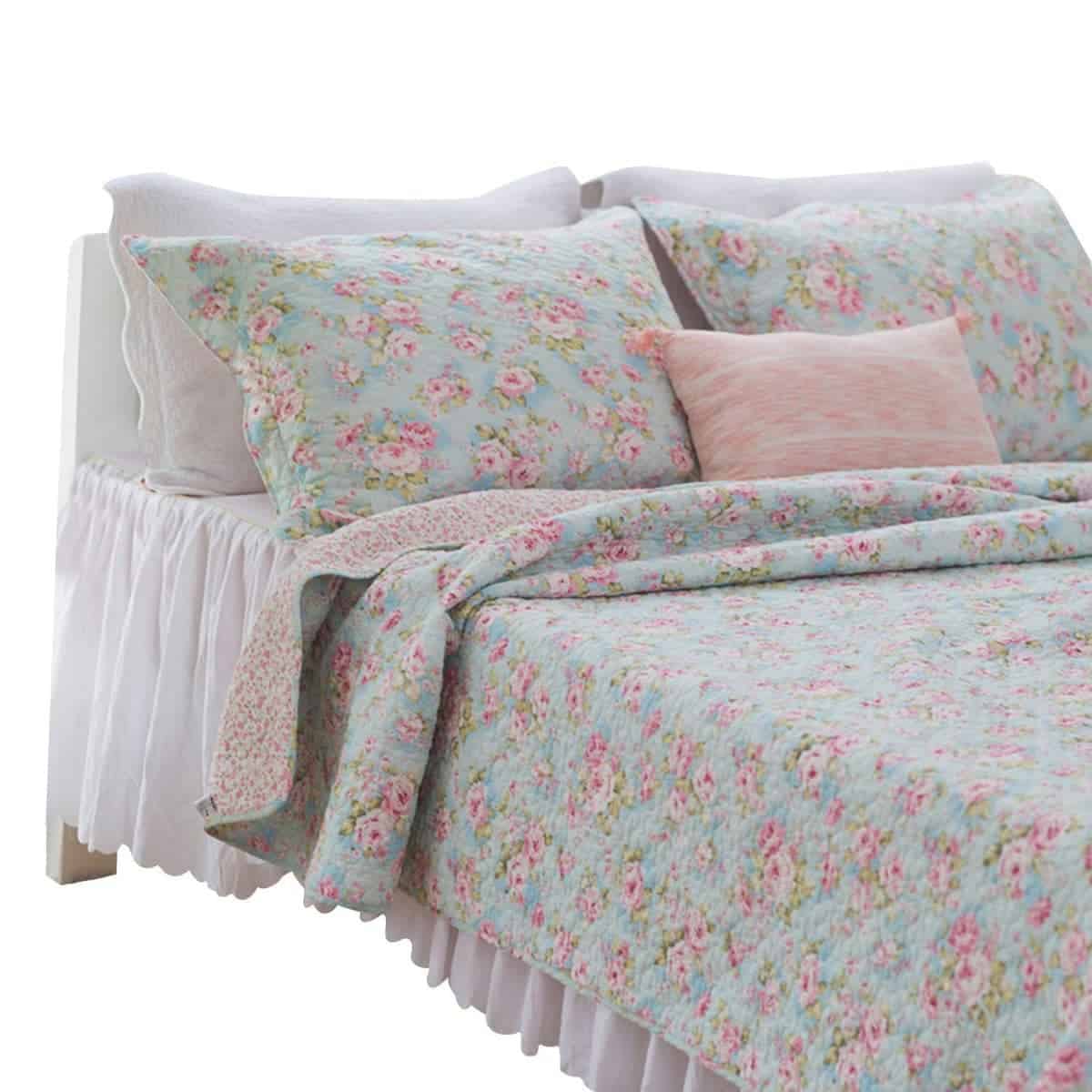 Juego de Colcha Completa Shabby Floral de Marca Brandream, - Imagen 3