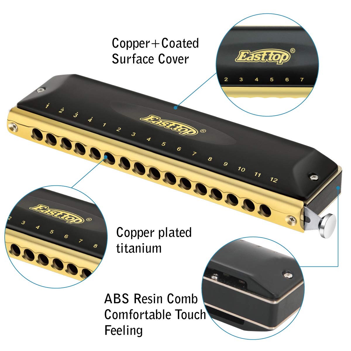 Armonica Cromática East Top de 16 Agujeros 64 Tonos en - Imagen 4
