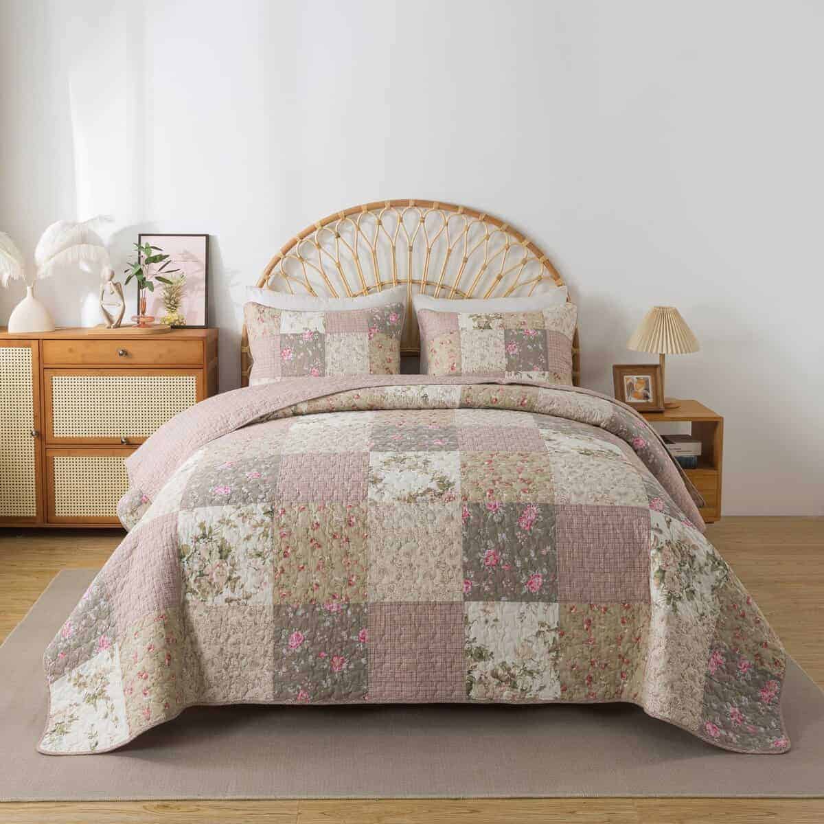 Juego de Colcha Acolchada en Patchwork de Algodón SLPR - Imagen 4