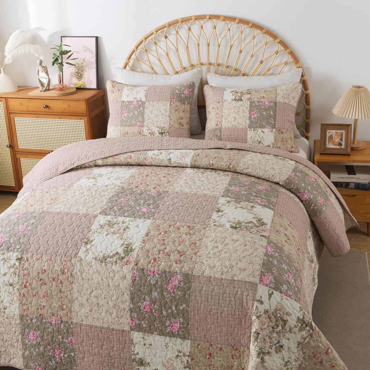 Juego de Colcha Acolchada en Patchwork de Algodón SLPR - Imagen 3