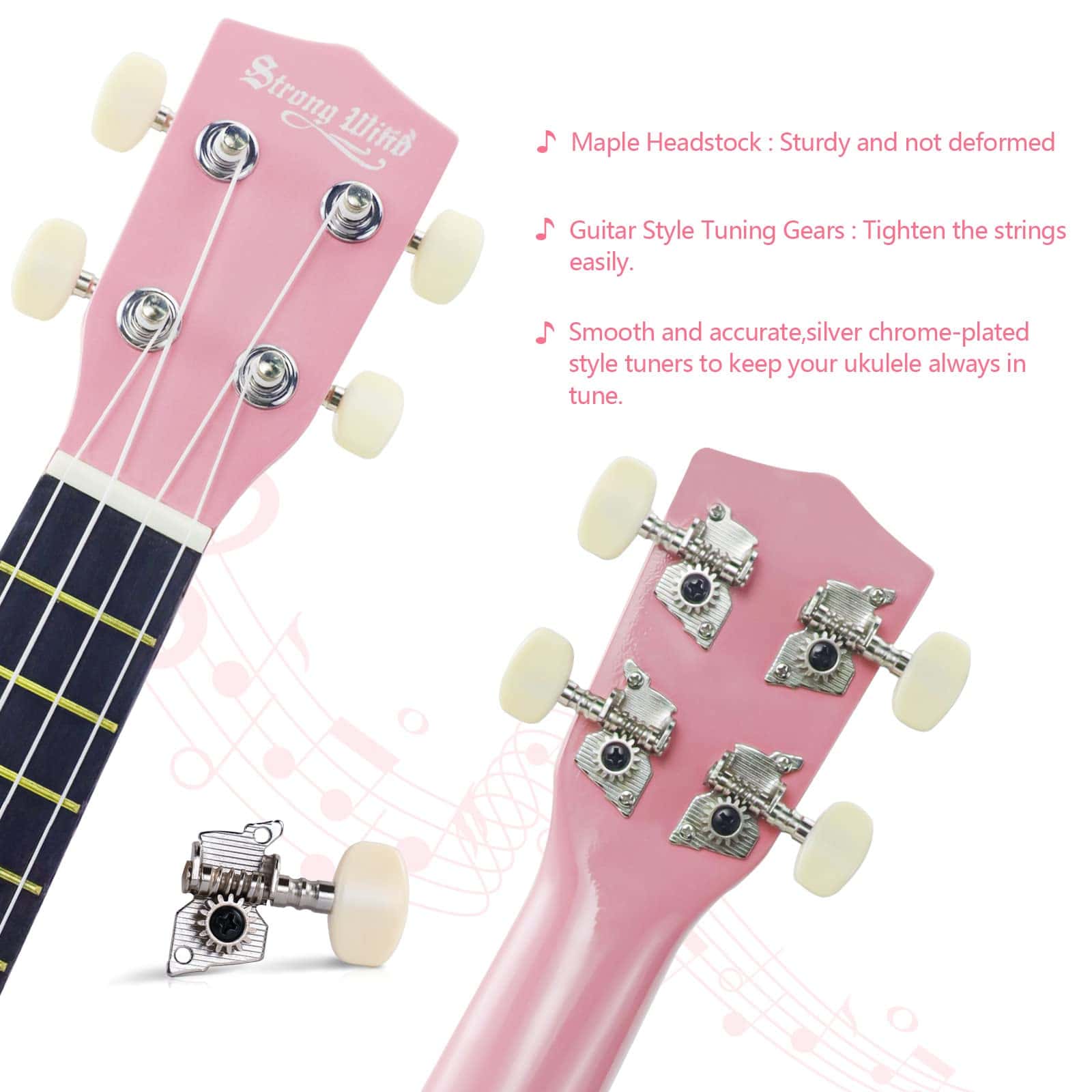 Ukelele Soprano Strong Wind de 21 pulgadas de Basswood para - Imagen 6