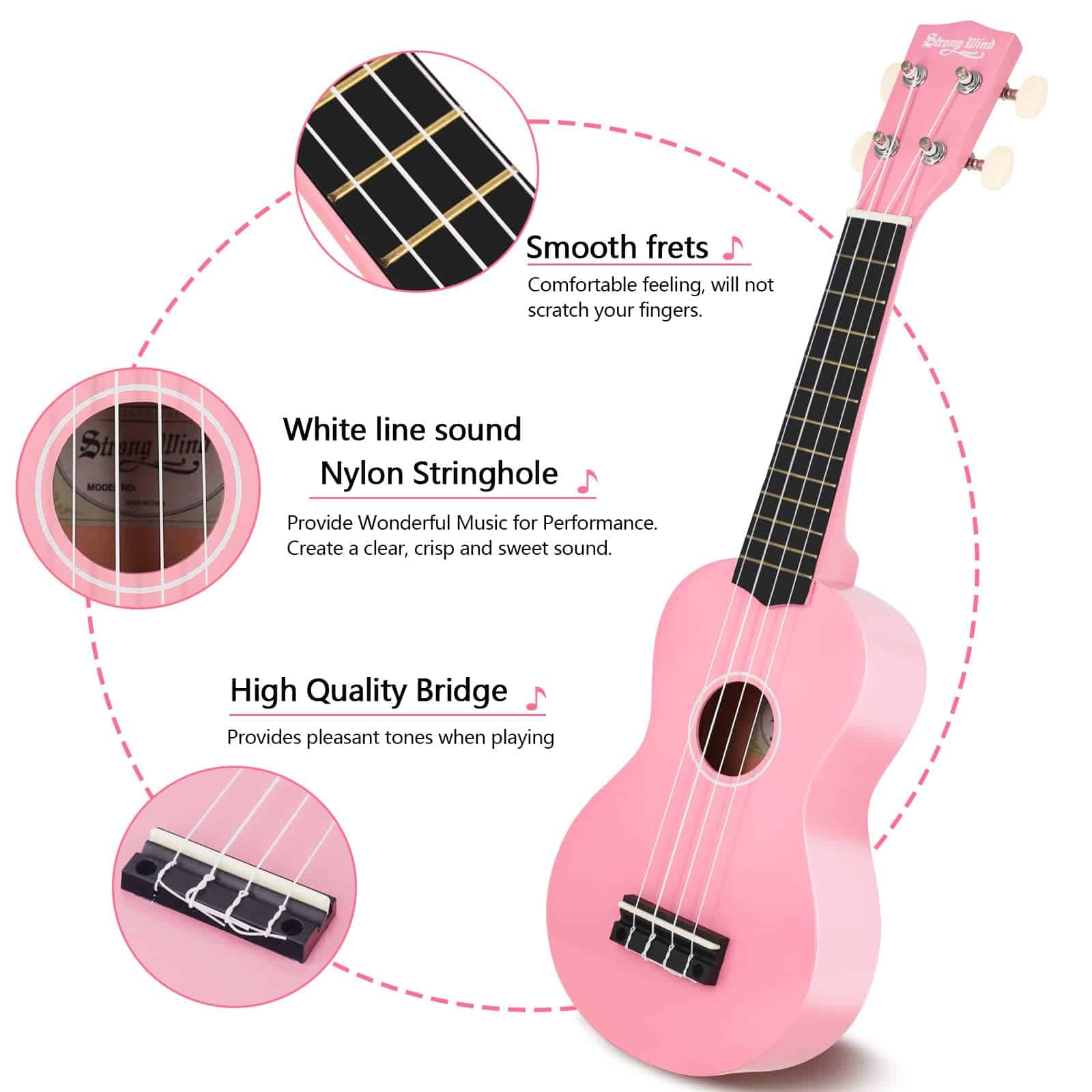 Ukelele Soprano Strong Wind de 21 pulgadas de Basswood para - Imagen 5