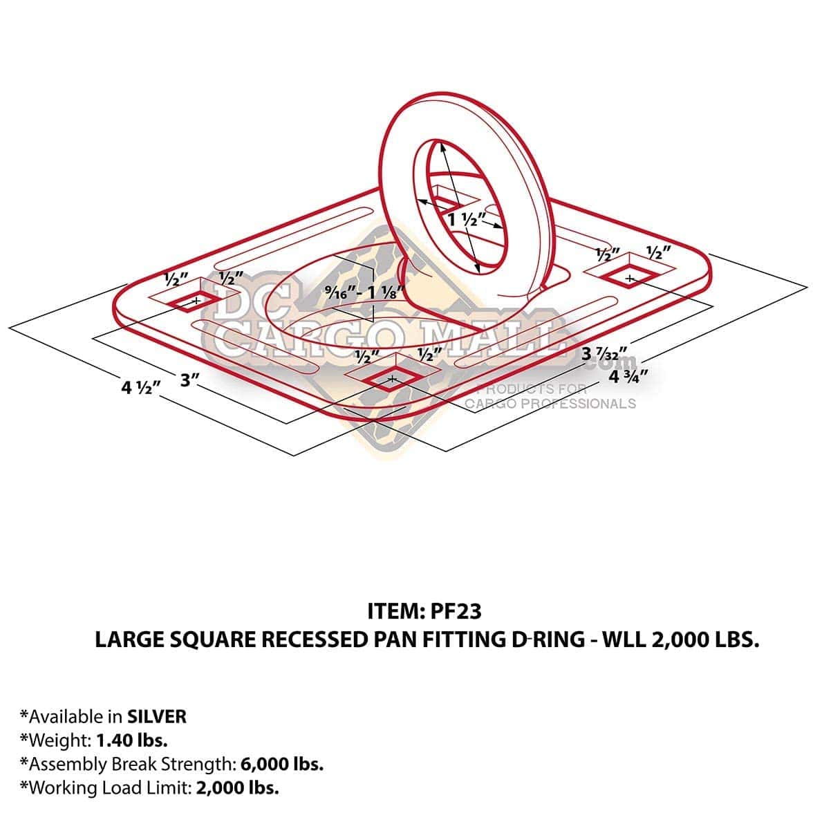 Cuatro Anillos encastrados de amarre con D, Anclas de - Imagen 5