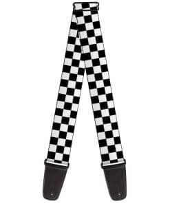 Correa de Guitarra a Cuadros Negros y Blancos de 2 Pulgadas